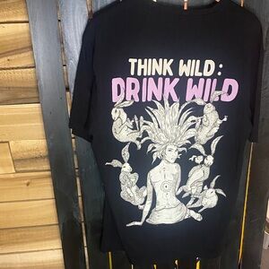 Maya Pistola Tequila Black Graphic Tee with Pink and White Print XXL like new